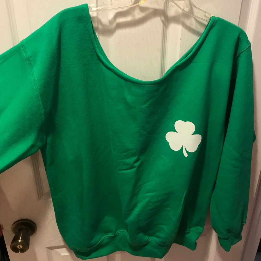 Off the shoulder shamrock sweatshirt